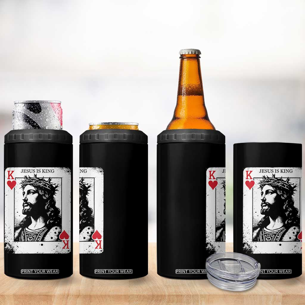 Jesus Is King Playing Card Graphic 4 in 1 Can Cooler Tumbler King of Hearts Christian Faith TS02 Print Your Wear