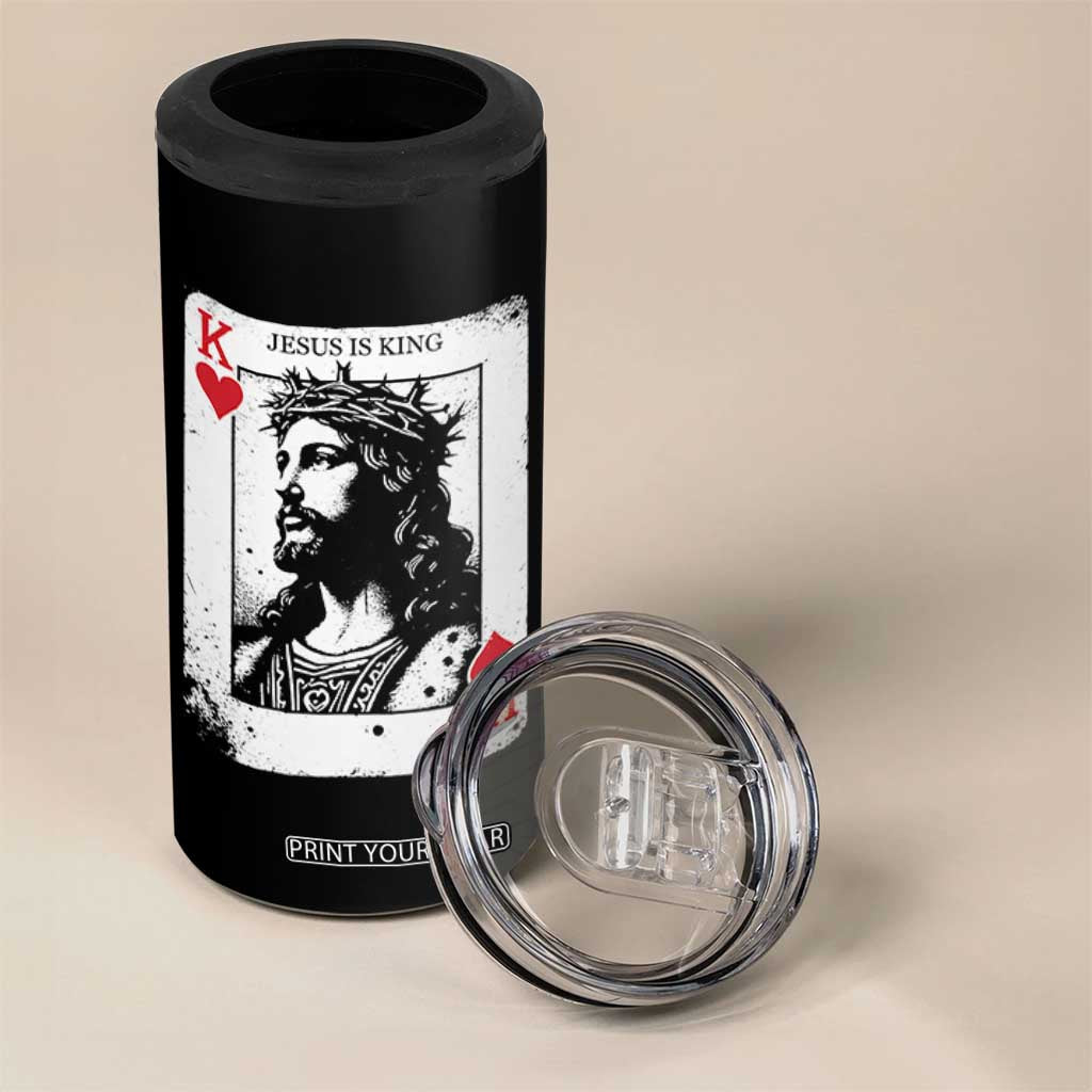 Jesus Is King Playing Card Graphic 4 in 1 Can Cooler Tumbler King of Hearts Christian Faith TS02 Print Your Wear