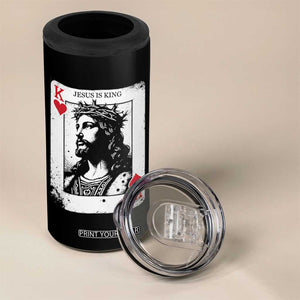 Jesus Is King Playing Card Graphic 4 in 1 Can Cooler Tumbler King of Hearts Christian Faith TS02 Print Your Wear