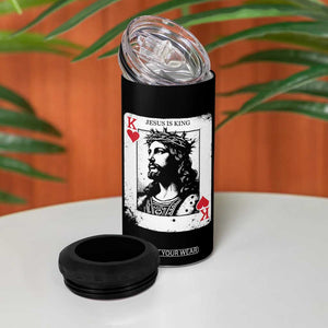 Jesus Is King Playing Card Graphic 4 in 1 Can Cooler Tumbler King of Hearts Christian Faith TS02 Print Your Wear