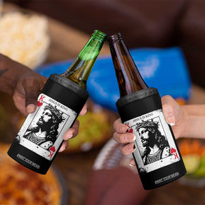 Jesus Is King Playing Card Graphic 4 in 1 Can Cooler Tumbler King of Hearts Christian Faith TS02 Print Your Wear