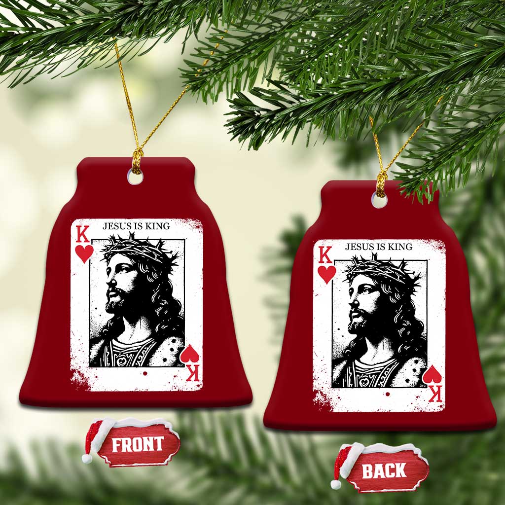 Jesus Is King Playing Card Graphic Ceramic Ornament King of Hearts Christian Faith TS02 Print Your Wear