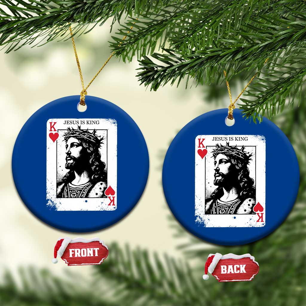 Jesus Is King Playing Card Graphic Ceramic Ornament King of Hearts Christian Faith TS02 1pc Blue Print Your Wear