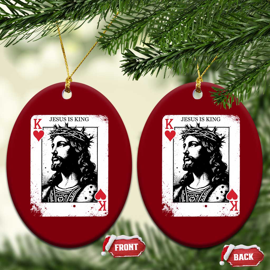 Jesus Is King Playing Card Graphic Ceramic Ornament King of Hearts Christian Faith TS02 Print Your Wear