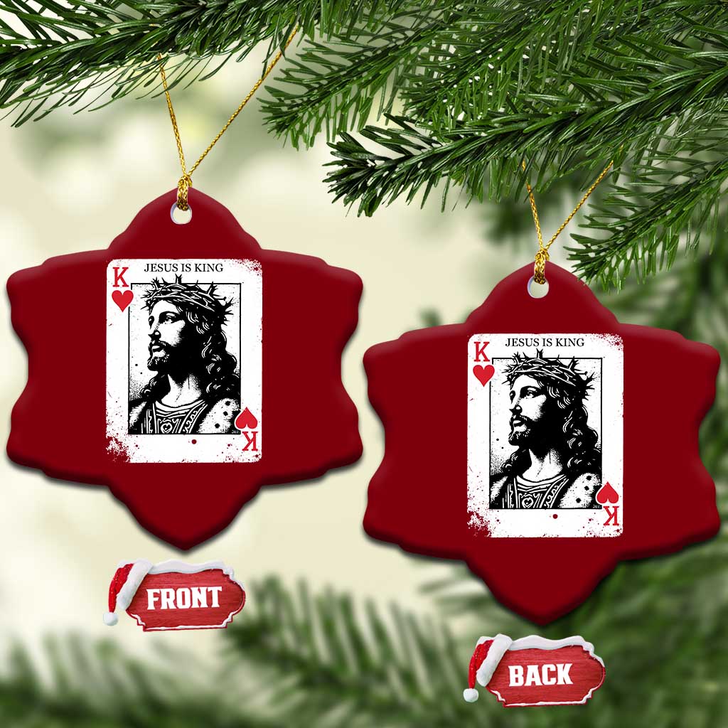Jesus Is King Playing Card Graphic Ceramic Ornament King of Hearts Christian Faith TS02 Print Your Wear