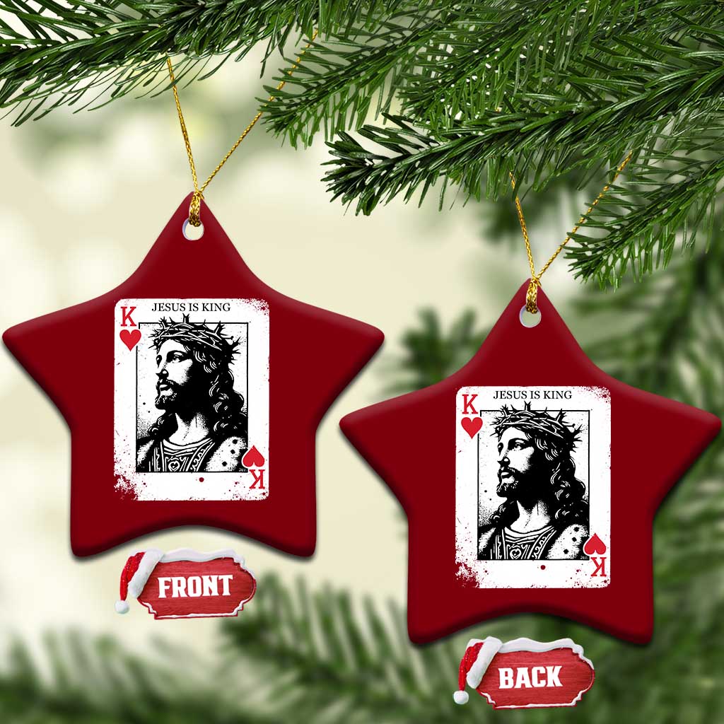 Jesus Is King Playing Card Graphic Ceramic Ornament King of Hearts Christian Faith TS02 Print Your Wear