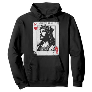 Jesus Is King Playing Card Graphic Hoodie King of Hearts Christian Faith TS02 Black Print Your Wear