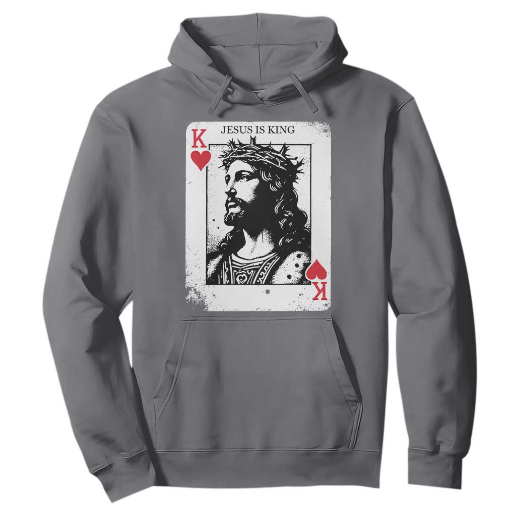Jesus Is King Playing Card Graphic Hoodie King of Hearts Christian Faith TS02 Charcoal Print Your Wear