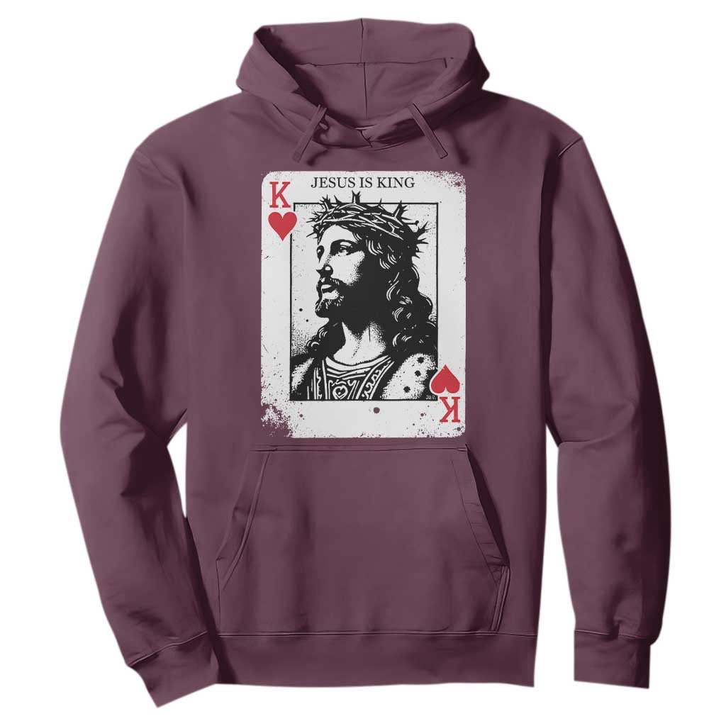 Jesus Is King Playing Card Graphic Hoodie King of Hearts Christian Faith TS02 Maroon Print Your Wear