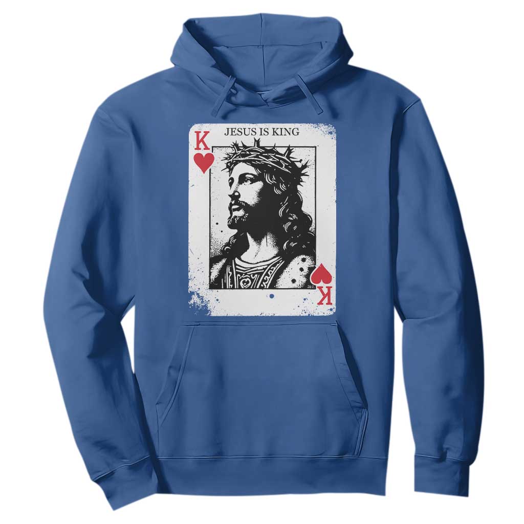 Jesus Is King Playing Card Graphic Hoodie King of Hearts Christian Faith TS02 Royal Blue Print Your Wear