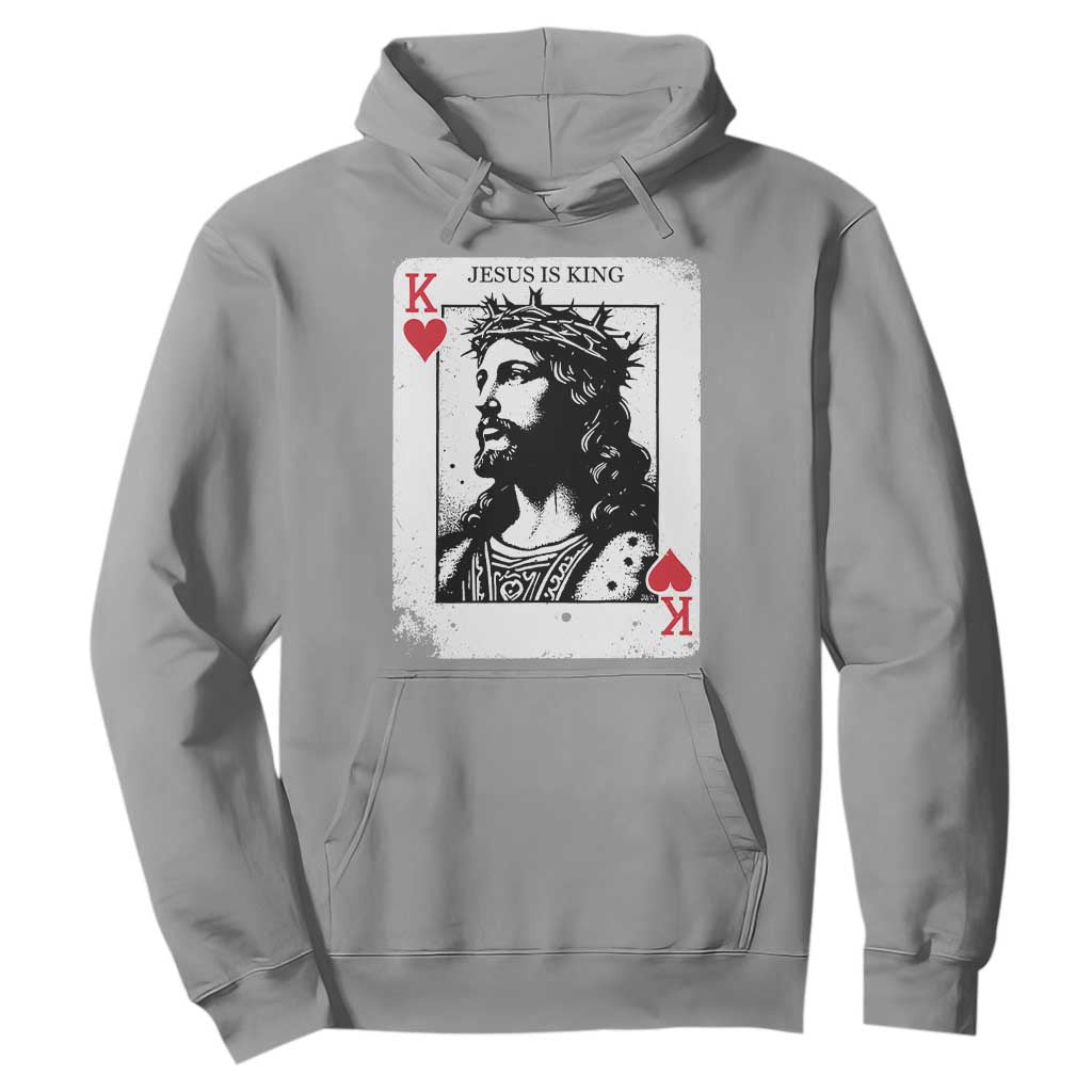 Jesus Is King Playing Card Graphic Hoodie King of Hearts Christian Faith TS02 Sport Gray Print Your Wear