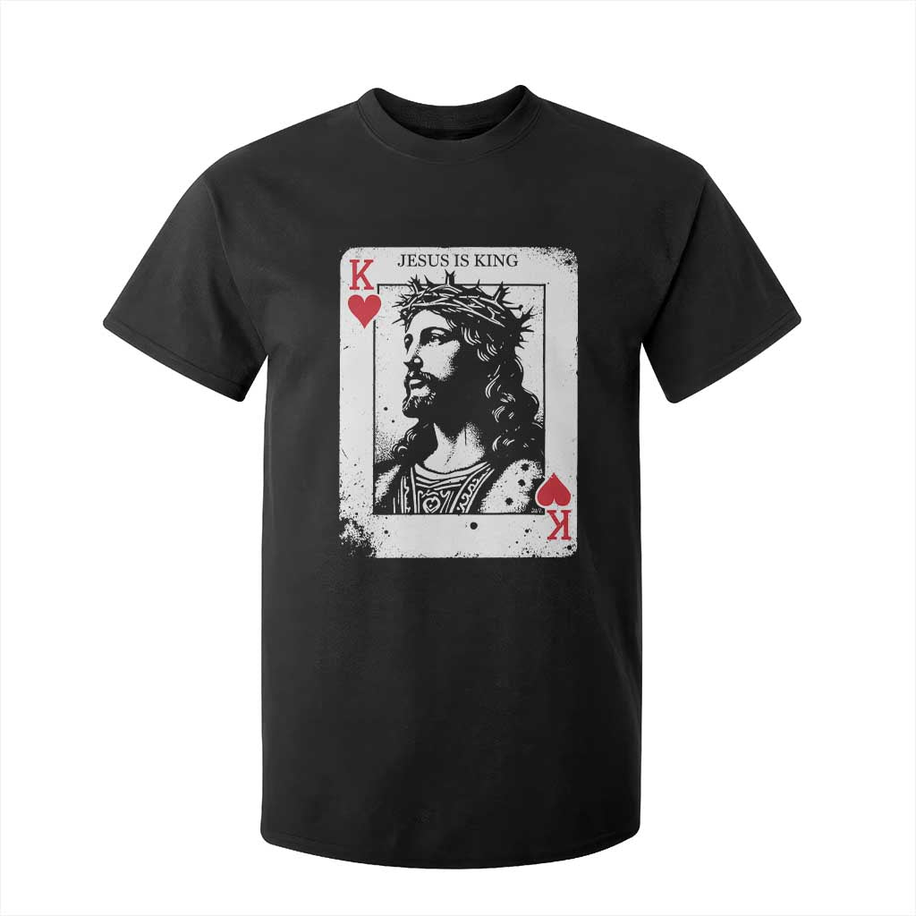 Jesus Is King Playing Card Graphic T Shirt For Kid King of Hearts Christian Faith TS02 Black Print Your Wear