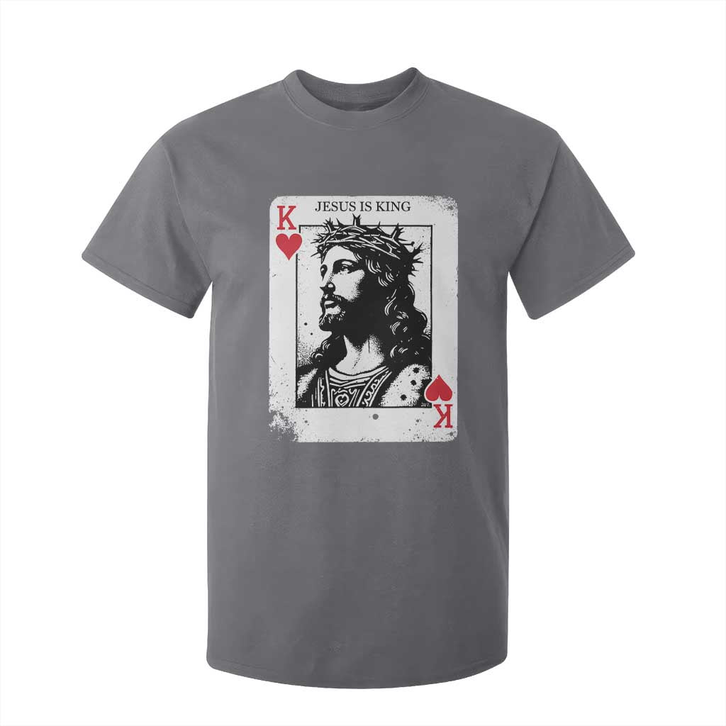 Jesus Is King Playing Card Graphic T Shirt For Kid King of Hearts Christian Faith TS02 Charcoal Print Your Wear