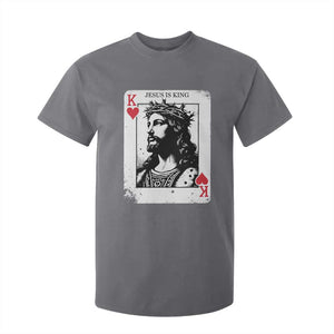 Jesus Is King Playing Card Graphic T Shirt For Kid King of Hearts Christian Faith TS02 Charcoal Print Your Wear