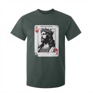 Jesus Is King Playing Card Graphic T Shirt For Kid King of Hearts Christian Faith TS02 Dark Forest Green Print Your Wear