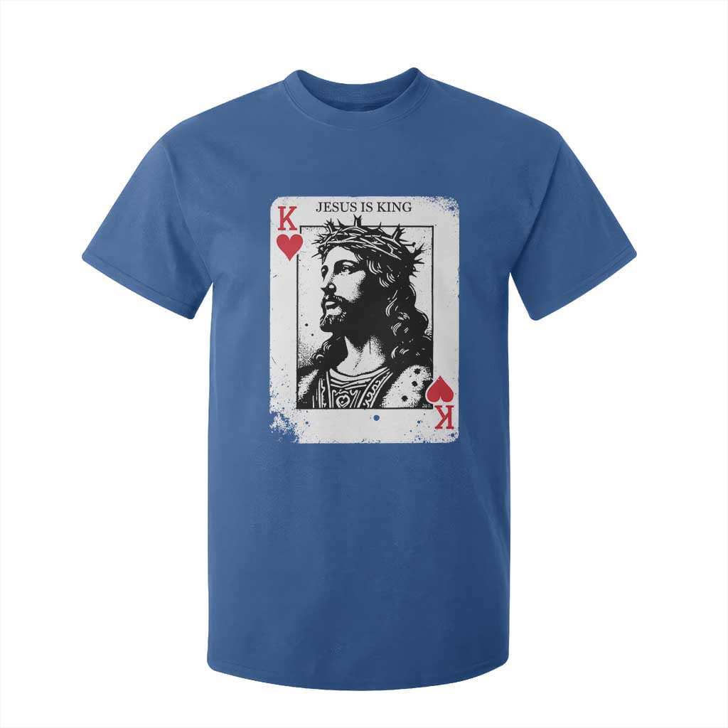 Jesus Is King Playing Card Graphic T Shirt For Kid King of Hearts Christian Faith TS02 Royal Blue Print Your Wear