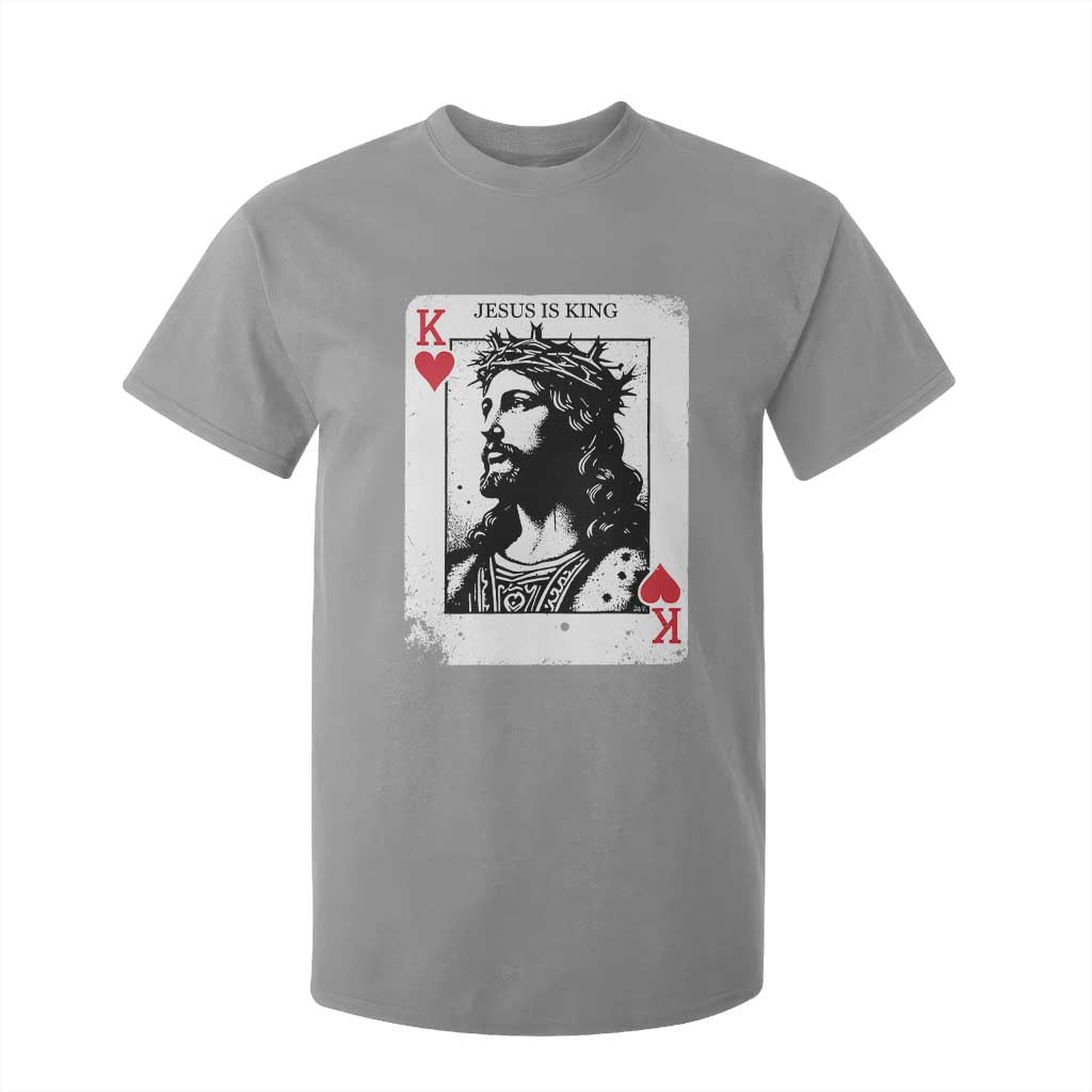 Jesus Is King Playing Card Graphic T Shirt For Kid King of Hearts Christian Faith TS02 Sport Gray Print Your Wear