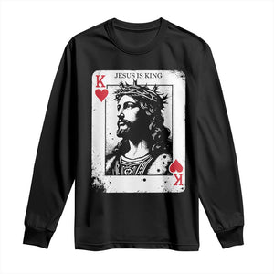 Jesus Is King Playing Card Graphic Long Sleeve Shirt King of Hearts Christian Faith TS02 Black Print Your Wear