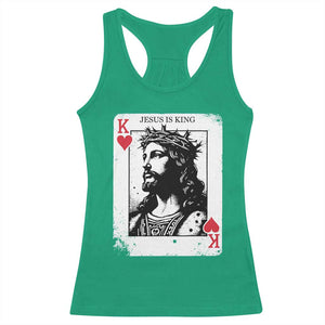 Jesus Is King Playing Card Graphic Racerback Tank Top King of Hearts Christian Faith TS02 Irish Green Print Your Wear