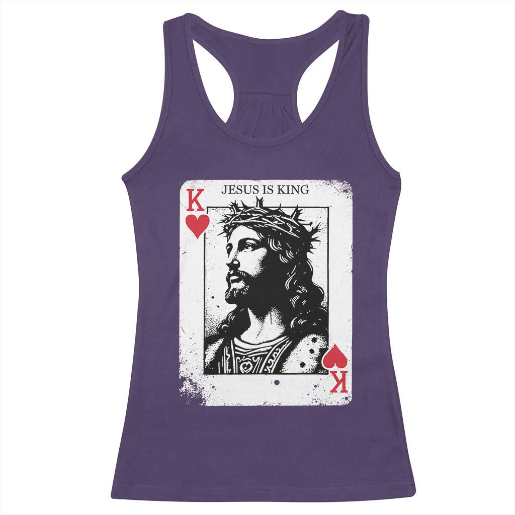 Jesus Is King Playing Card Graphic Racerback Tank Top King of Hearts Christian Faith TS02 Purple Print Your Wear