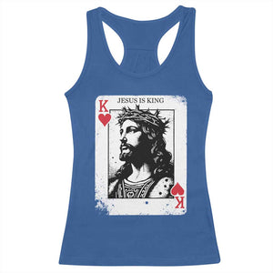 Jesus Is King Playing Card Graphic Racerback Tank Top King of Hearts Christian Faith TS02 Royal Blue Print Your Wear