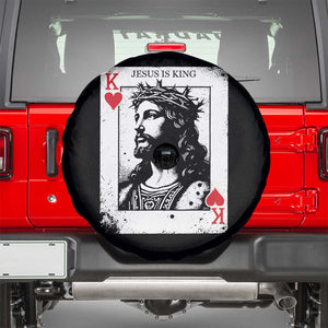 Jesus Is King Playing Card Graphic Spare Tire Cover King of Hearts Christian Faith TS02 Black Print Your Wear
