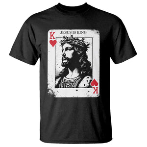 Jesus Is King Playing Card Graphic T Shirt King of Hearts Christian Faith TS02 Black Print Your Wear
