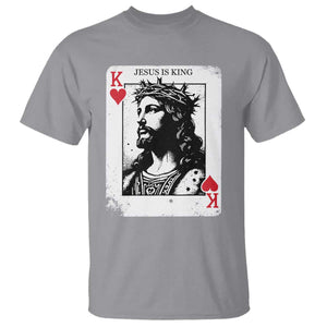 Jesus Is King Playing Card Graphic T Shirt King of Hearts Christian Faith TS02 Sport Gray Print Your Wear