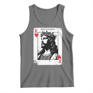 Jesus Is King Playing Card Graphic Tank Top King of Hearts Christian Faith TS02 Black Heather Print Your Wear