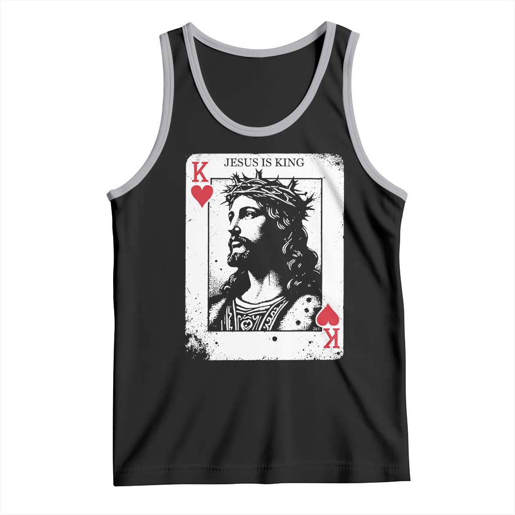 Jesus Is King Playing Card Graphic Tank Top King of Hearts Christian Faith TS02 Black Athletic Heather Print Your Wear