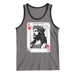 Jesus Is King Playing Card Graphic Tank Top King of Hearts Christian Faith TS02 Deep Heather Black Print Your Wear