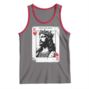 Jesus Is King Playing Card Graphic Tank Top King of Hearts Christian Faith TS02 Deep Heather Red Print Your Wear