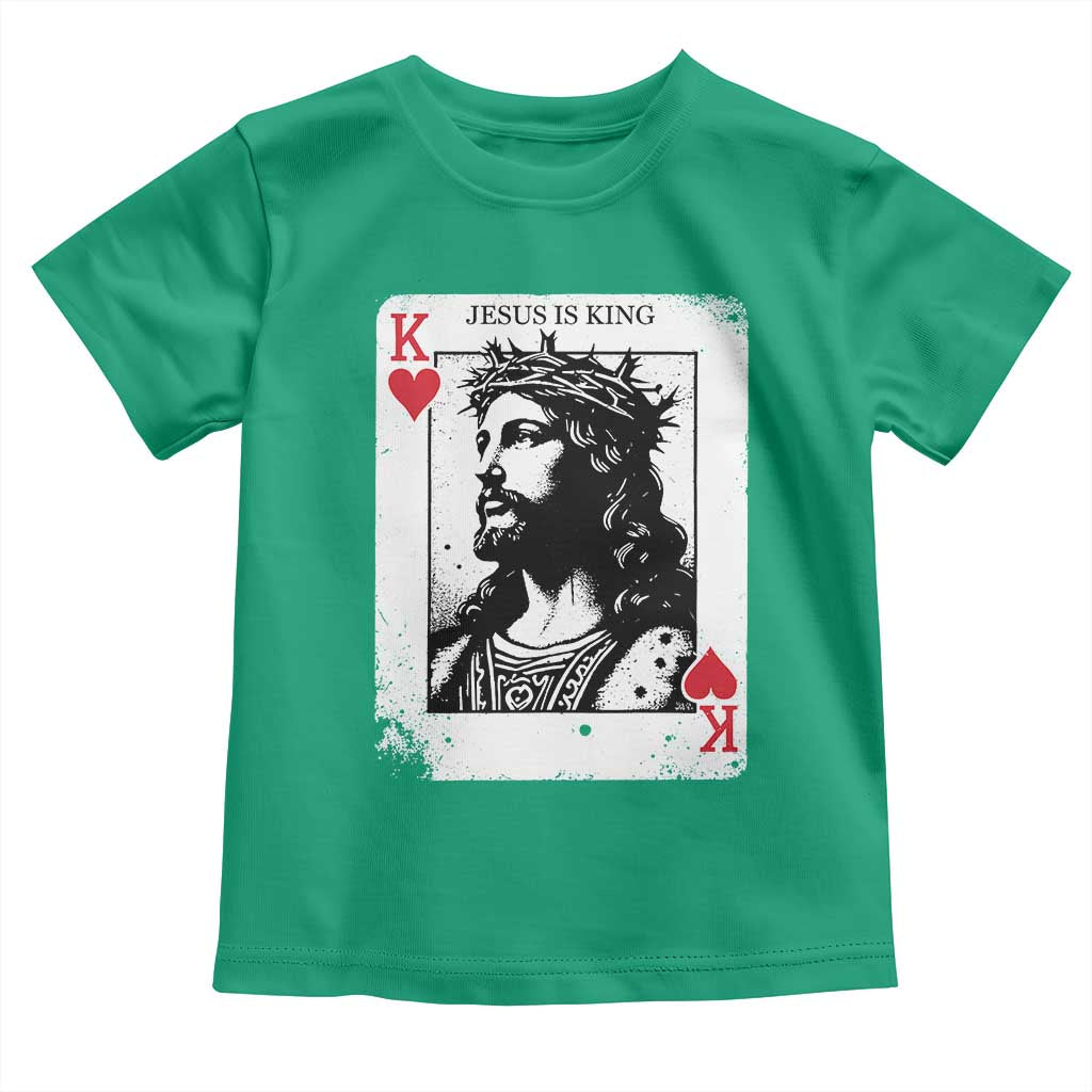 Jesus Is King Playing Card Graphic Toddler T Shirt King of Hearts Christian Faith TS02 Irish Green Print Your Wear