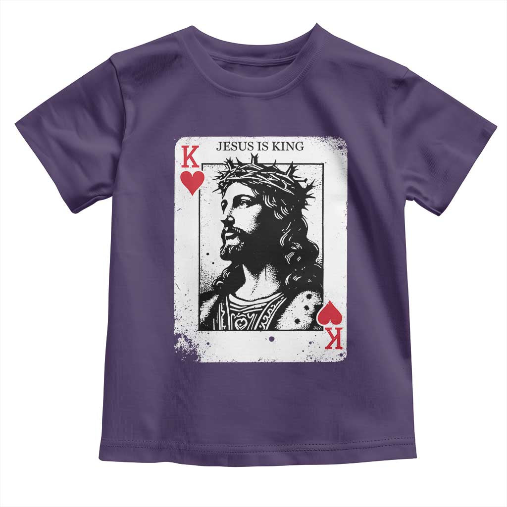 Jesus Is King Playing Card Graphic Toddler T Shirt King of Hearts Christian Faith TS02 Purple Print Your Wear