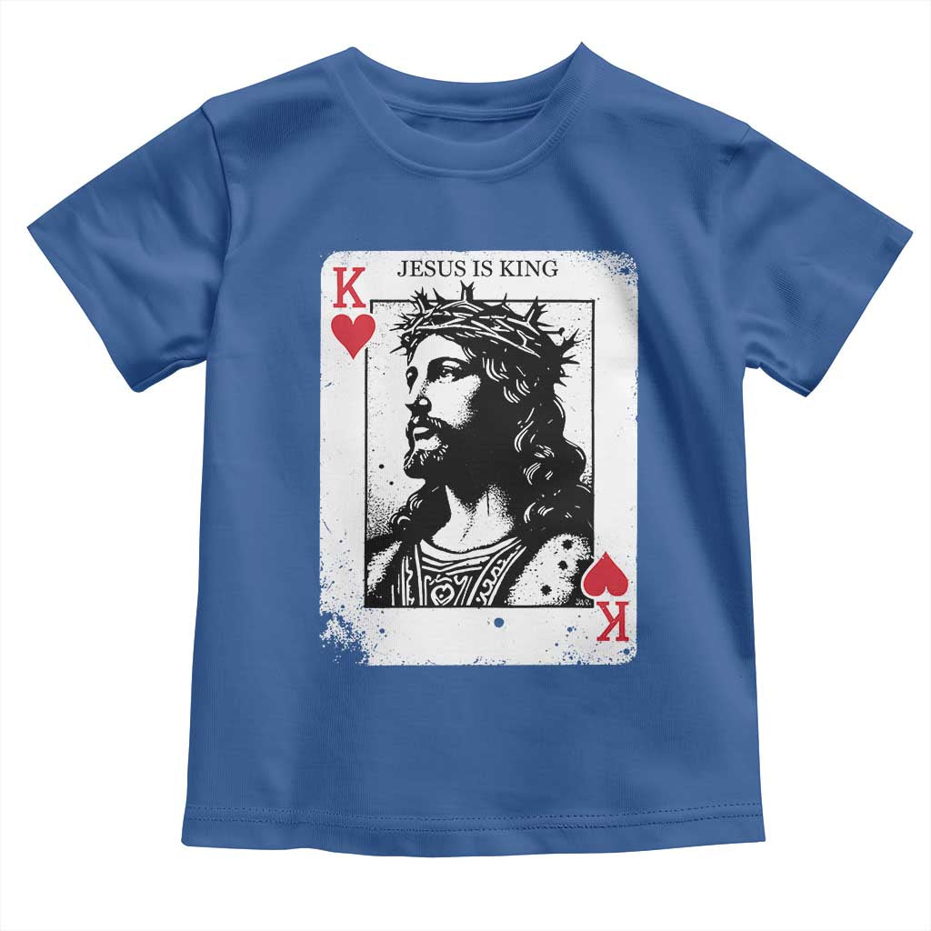 Jesus Is King Playing Card Graphic Toddler T Shirt King of Hearts Christian Faith TS02 Royal Blue Print Your Wear