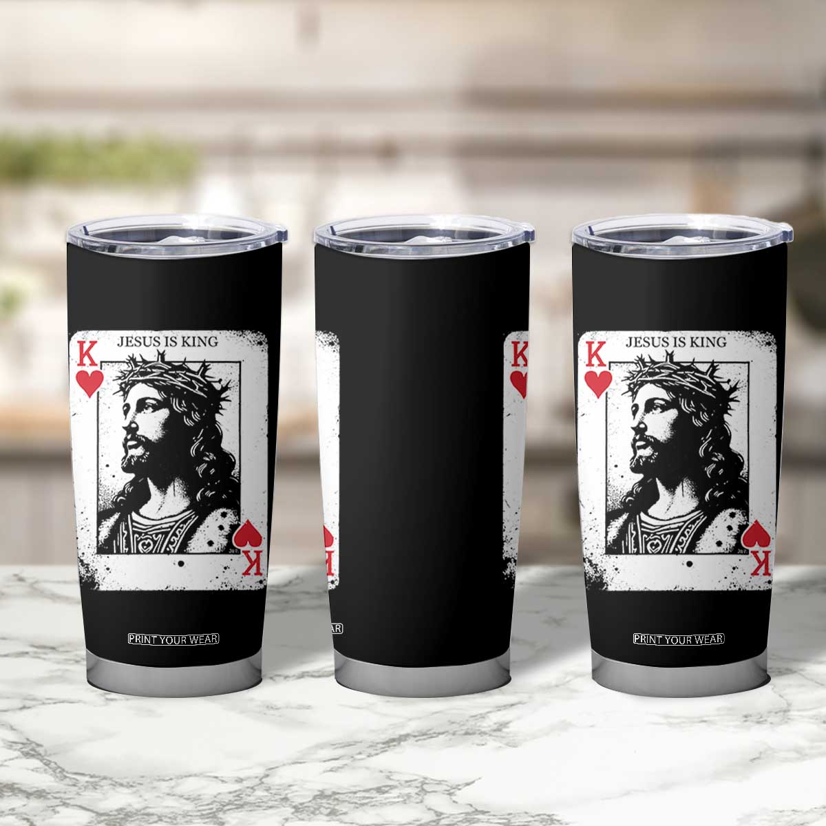 Jesus Is King Playing Card Graphic Tumbler Cup King of Hearts Christian Faith TS02 Print Your Wear