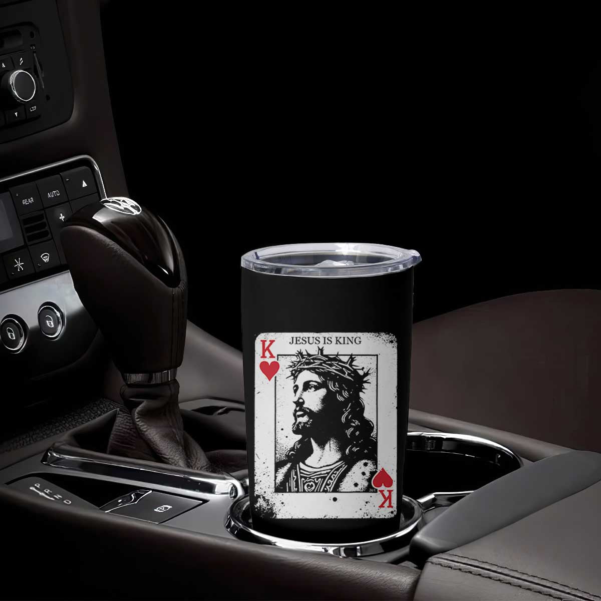 Jesus Is King Playing Card Graphic Tumbler Cup King of Hearts Christian Faith TS02 Print Your Wear