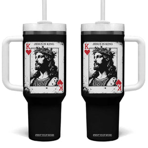 Jesus Is King Playing Card Graphic Tumbler With Handle King of Hearts Christian Faith TS02 One Size: 40 oz Black Print Your Wear