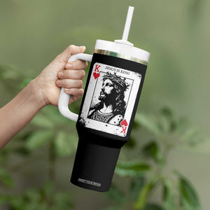 Jesus Is King Playing Card Graphic Tumbler With Handle King of Hearts Christian Faith TS02 Print Your Wear