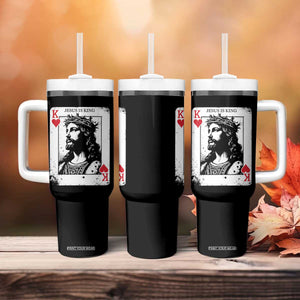 Jesus Is King Playing Card Graphic Tumbler With Handle King of Hearts Christian Faith TS02 Print Your Wear