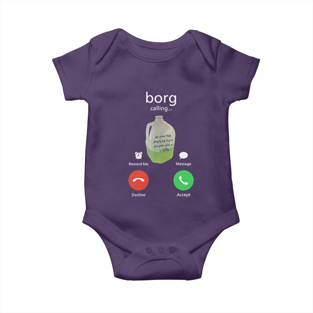 Funny Borg Drink Caling Meme Baby Onesie College Party Drink Viral Humor TS02 Purple Print Your Wear