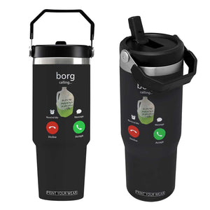 Funny Borg Drink Caling Meme Flip Straw Tumbler College Party Drink Viral Humor TS02 One Size: 30 oz Black Print Your Wear