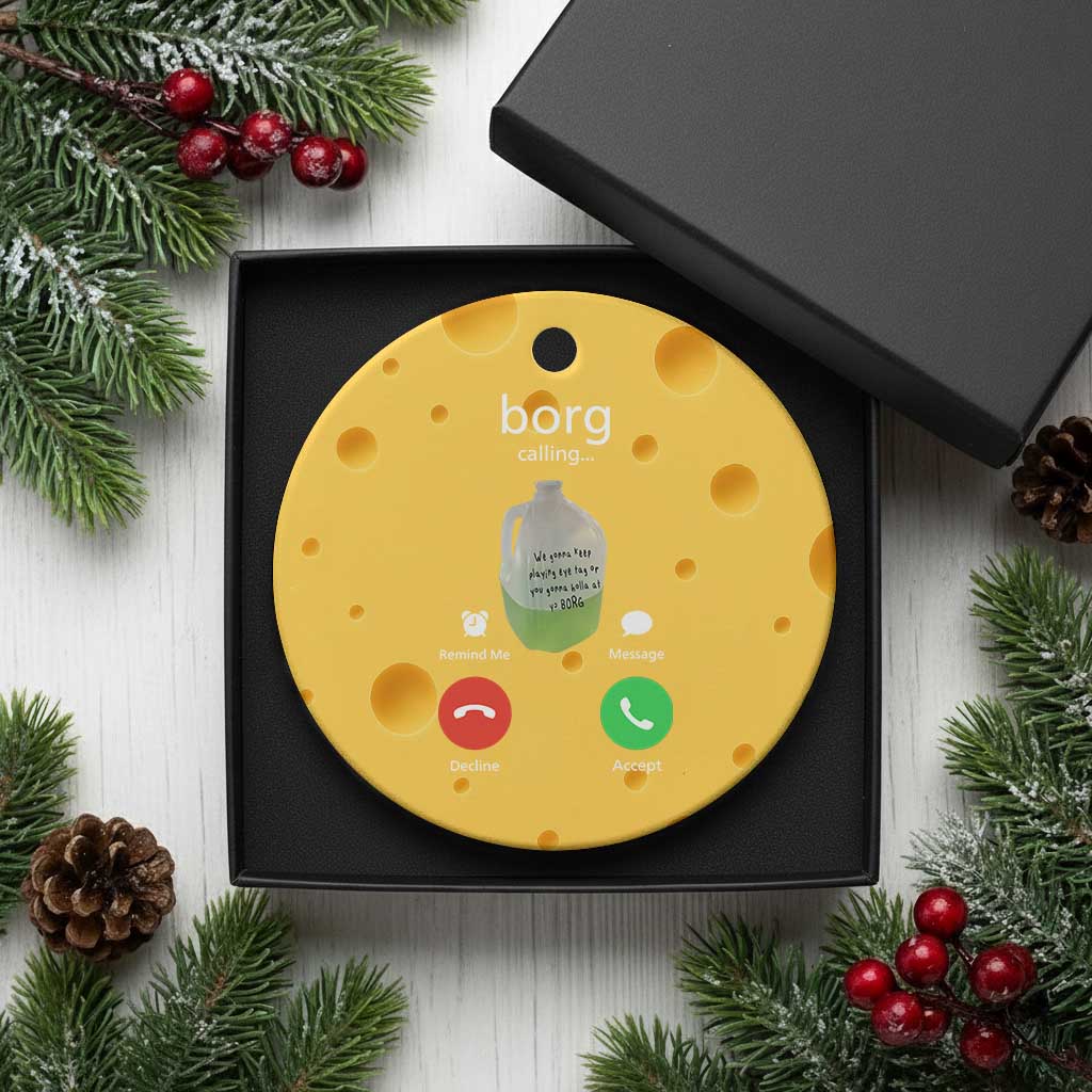 Funny Borg Drink Caling Meme Ceramic Ornament College Party Drink Viral Humor TS02 1pc Yellow Cheese Print Your Wear