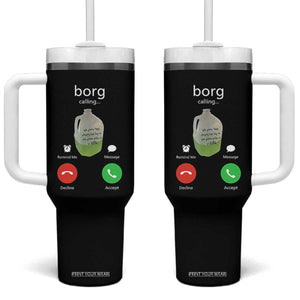 Funny Borg Drink Caling Meme Tumbler With Handle College Party Drink Viral Humor TS02 One Size: 40 oz Black Print Your Wear