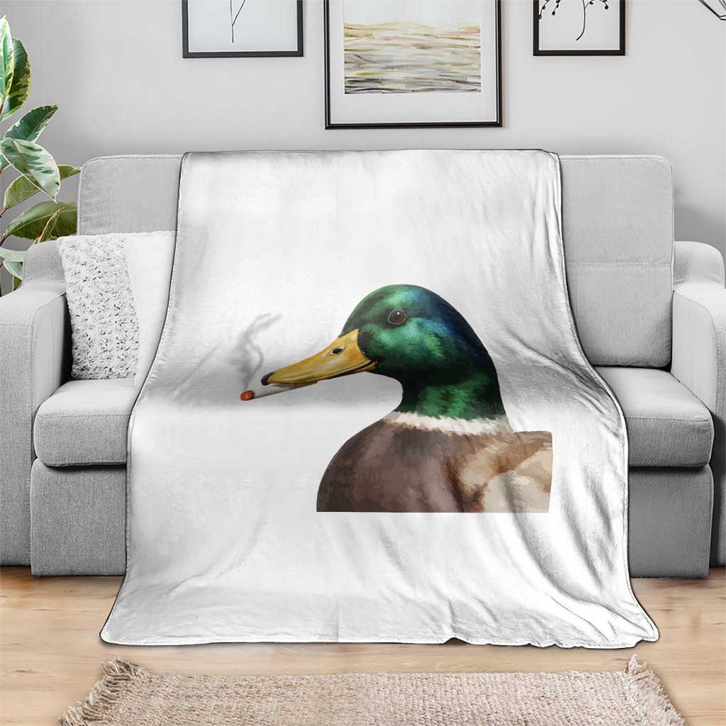 Smoking Mallard Meme Graphic Throw Blanket Chaotic Funny Wild Duck Attitude Viral Internet Humor TS02 Print Your Wear