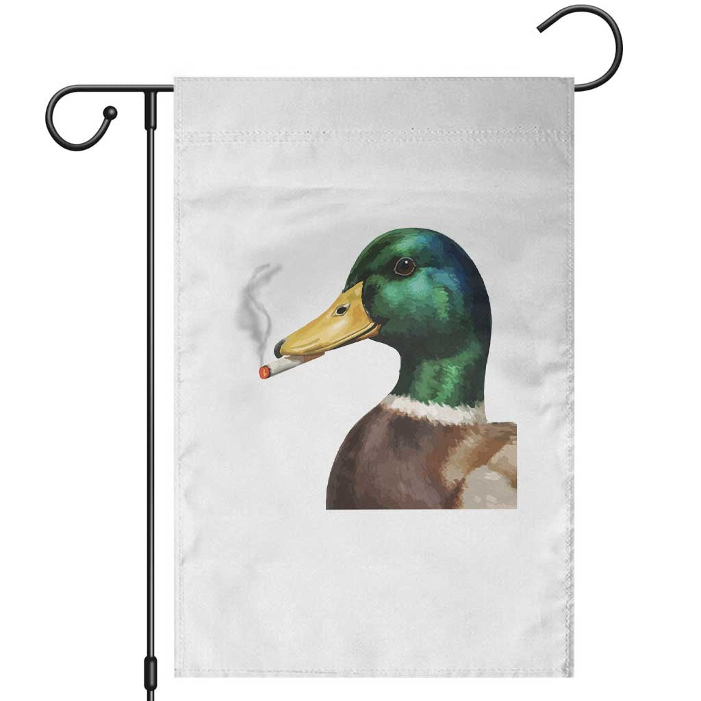 Smoking Mallard Meme Graphic Garden Flag Chaotic Funny Wild Duck Attitude Viral Internet Humor TS02 White Print Your Wear