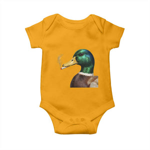 Smoking Mallard Meme Graphic Baby Onesie Chaotic Funny Wild Duck Attitude Viral Internet Humor TS02 Gold Print Your Wear