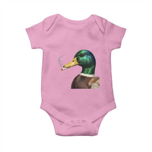 Smoking Mallard Meme Graphic Baby Onesie Chaotic Funny Wild Duck Attitude Viral Internet Humor TS02 Light Pink Print Your Wear