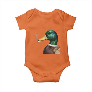 Smoking Mallard Meme Graphic Baby Onesie Chaotic Funny Wild Duck Attitude Viral Internet Humor TS02 Orange Print Your Wear