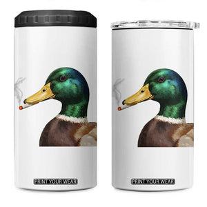 Smoking Mallard Meme Graphic 4 in 1 Can Cooler Tumbler Chaotic Funny Wild Duck Attitude Viral Internet Humor TS02 One Size: 16 oz White Print Your Wear